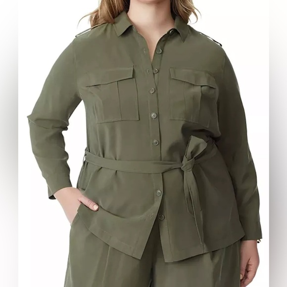 Jessica Simpson Tops - NEW Jessica Simpson  Trendy Plus Size 3X Jessa Safari Tie Waist Jacket $99